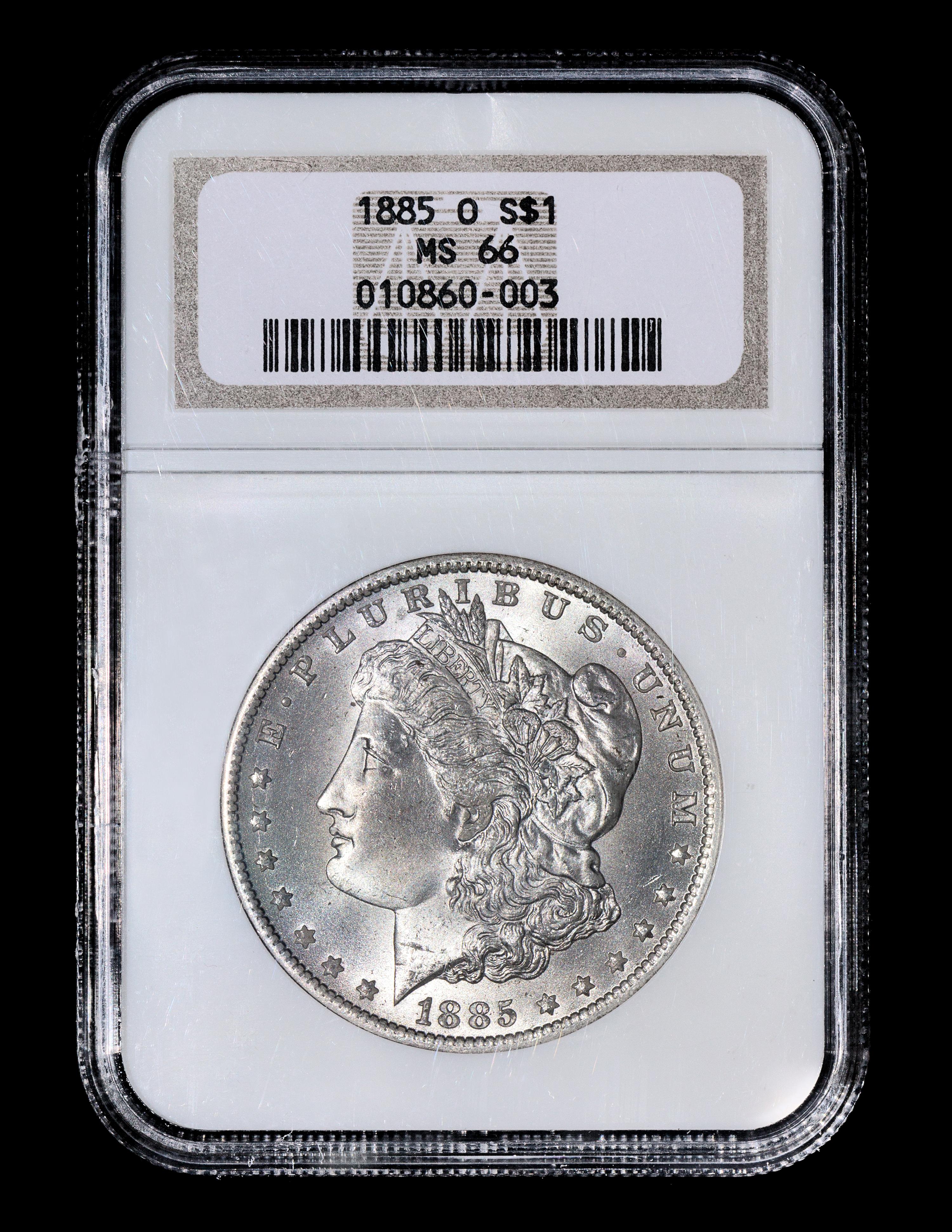 A United States 1885-O Morgan Silver $1 Coin — NGC graded MS66