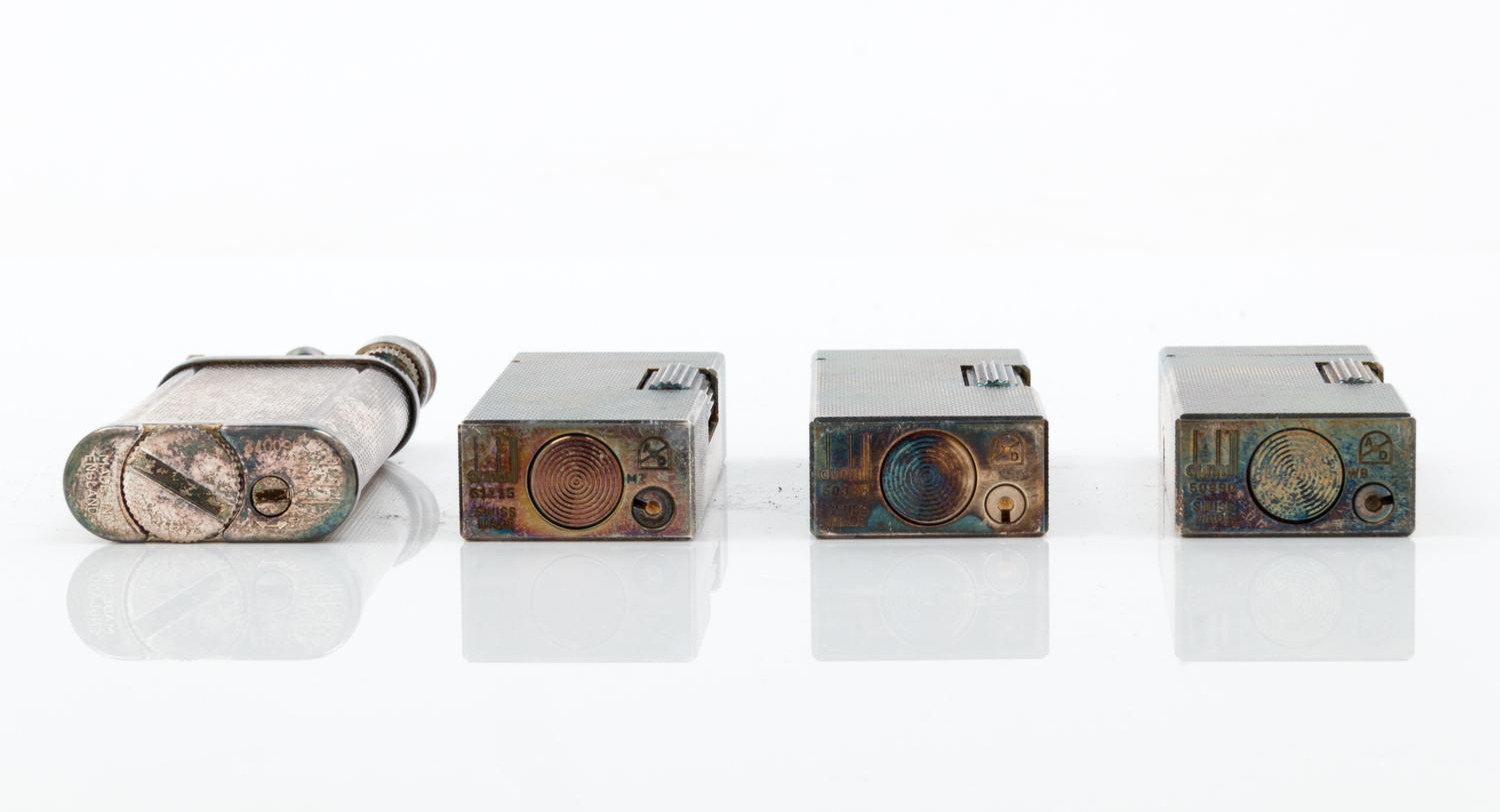 Four Dunhill Silver-Plate Lighters