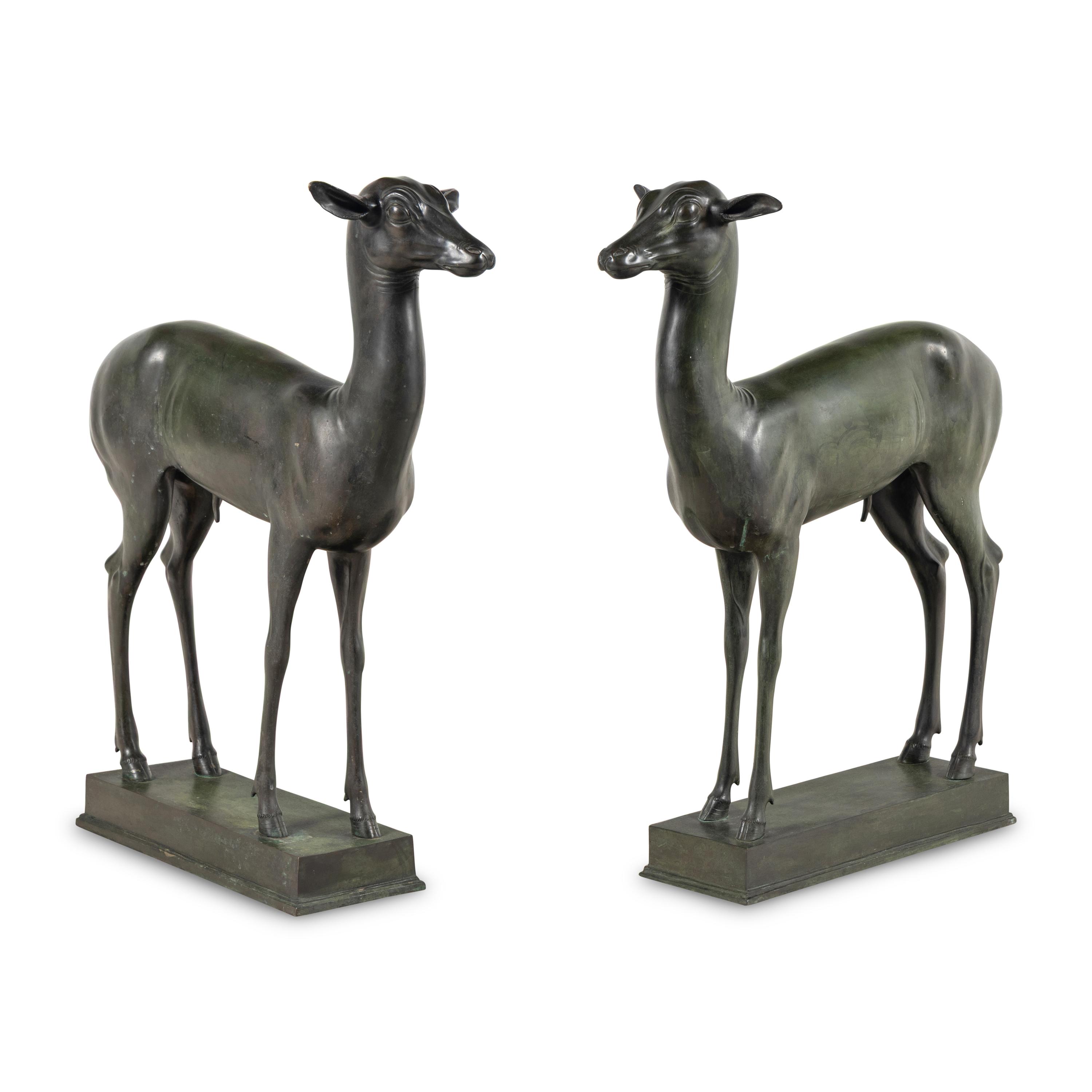A Pair of Grand Tour Bronze Deer
