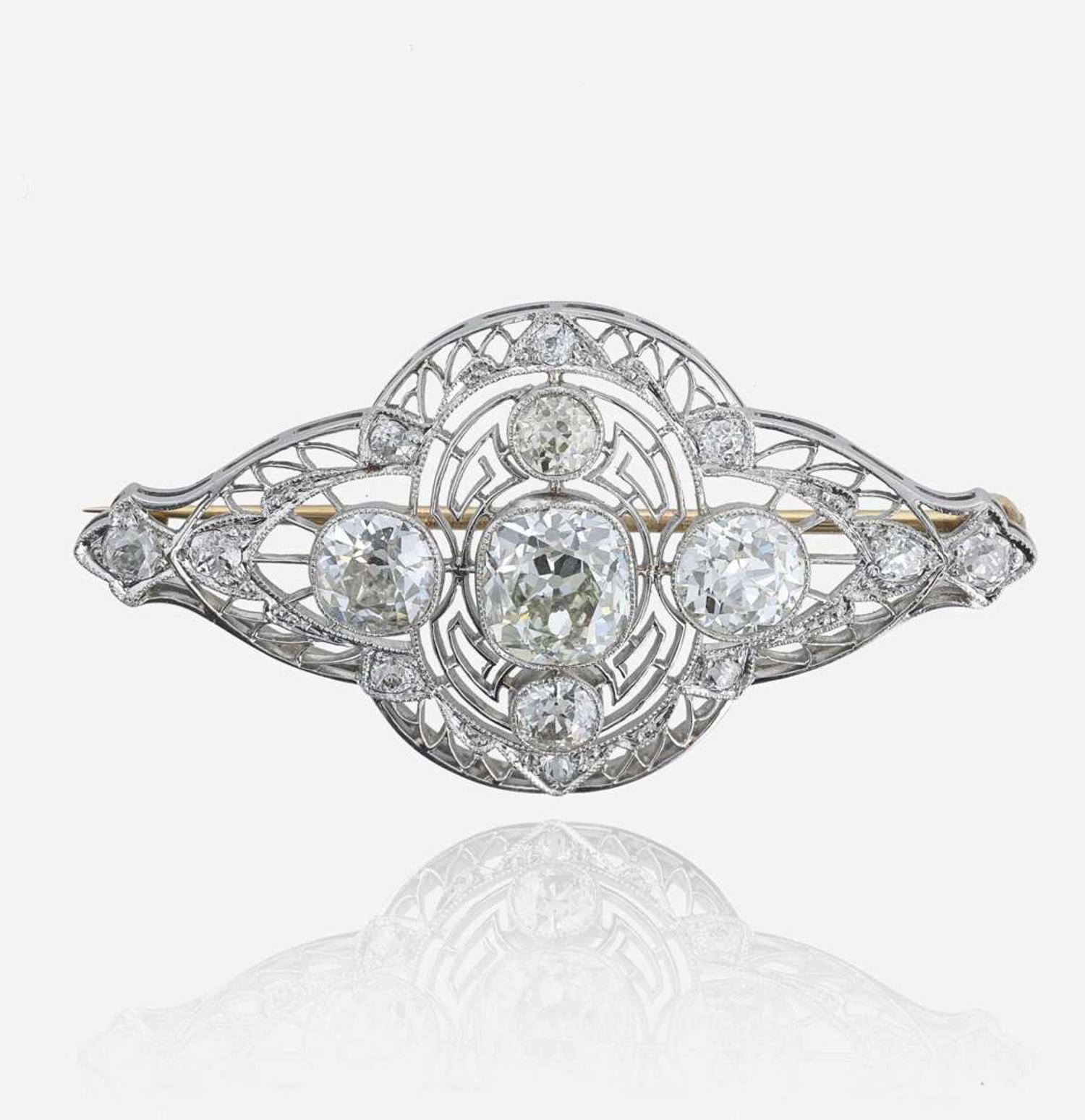Belle Epoque diamond and platinum brooch