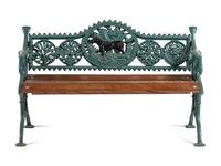 A Victorian Style 'Fern and Dog' Cast Iron Bench