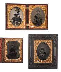 [EARLY PHOTOGRAPHY]. 18 ambrotypes and tintypes of children, many featuring fine hand tinting.