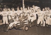 A Group of Don Manno Personal Boston Bees / Boston Braves Baseball Items Including Original George Burke Photograph and Wood Cut Stand Up,