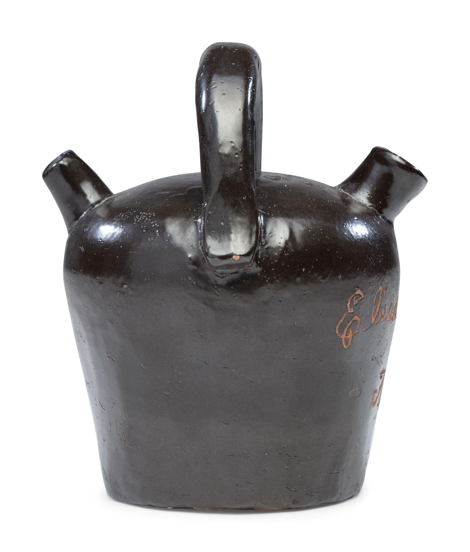 A Rare Albany Slip-Glazed Stoneware Harvest Jug Identified to Elizabeth Beck Harpster
