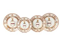 Four Export Armorial Porcelain Plates