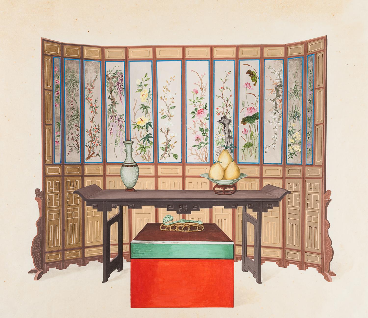 Two Export Drawings of Traditional Interior Design