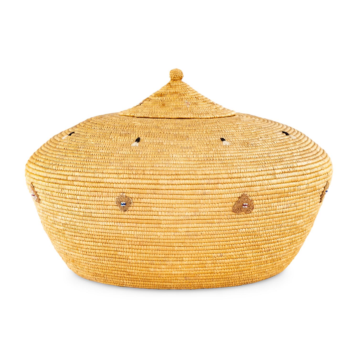 Yup'ik Basket, with Beaded Detailing