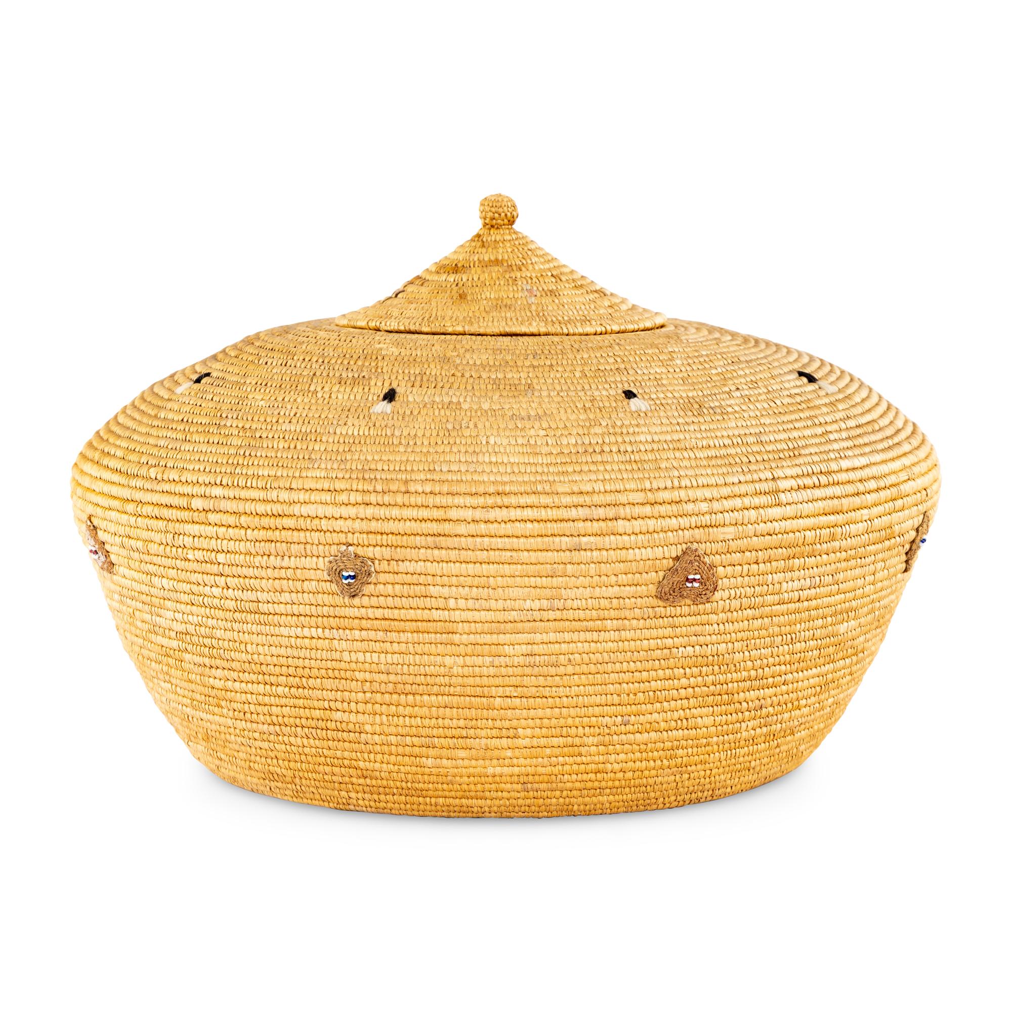 Yup'ik Basket, with Beaded Detailing