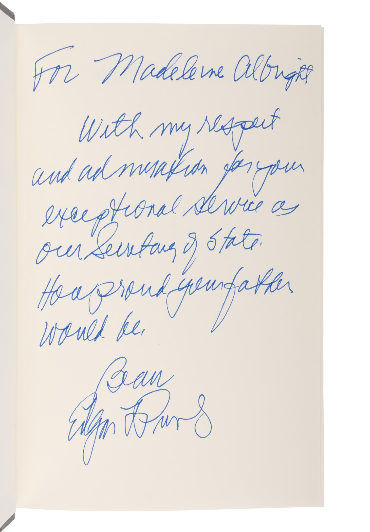 MILITARY PHILOSOPHY A group of 6 FIRST EDITIONS INSCRIBED TO SECRETARY ALBRIGHT: