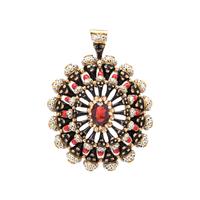 ANTIQUE, GARNET AND ENAMEL BLACKAMOOR PENDANT/BROOCH