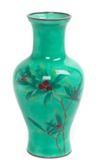 A Japanese Plique-a-Jour Vase Height 9 1/2 inches.