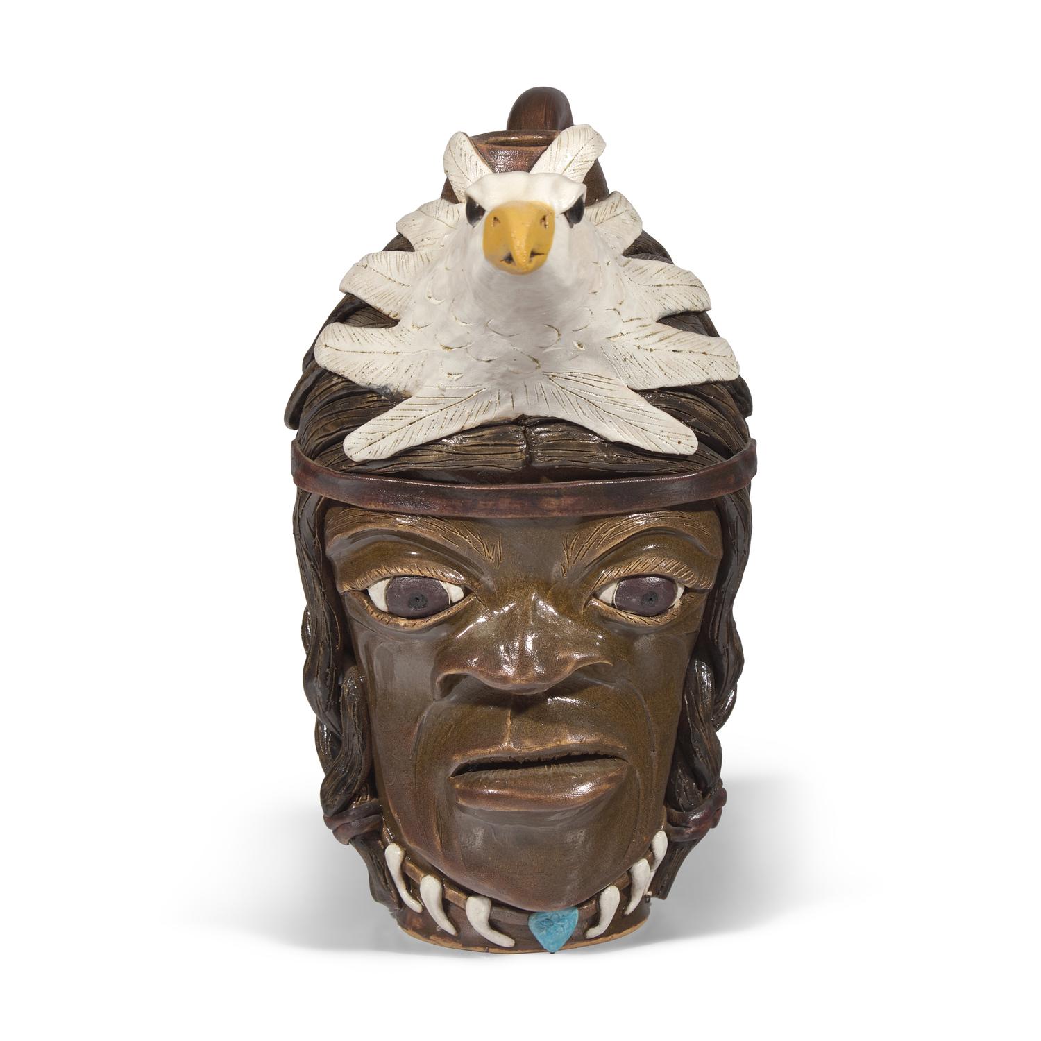 Lin Craven (1946-2011), A Glazed Earthenware Face Jug: Soar Like an Eagle