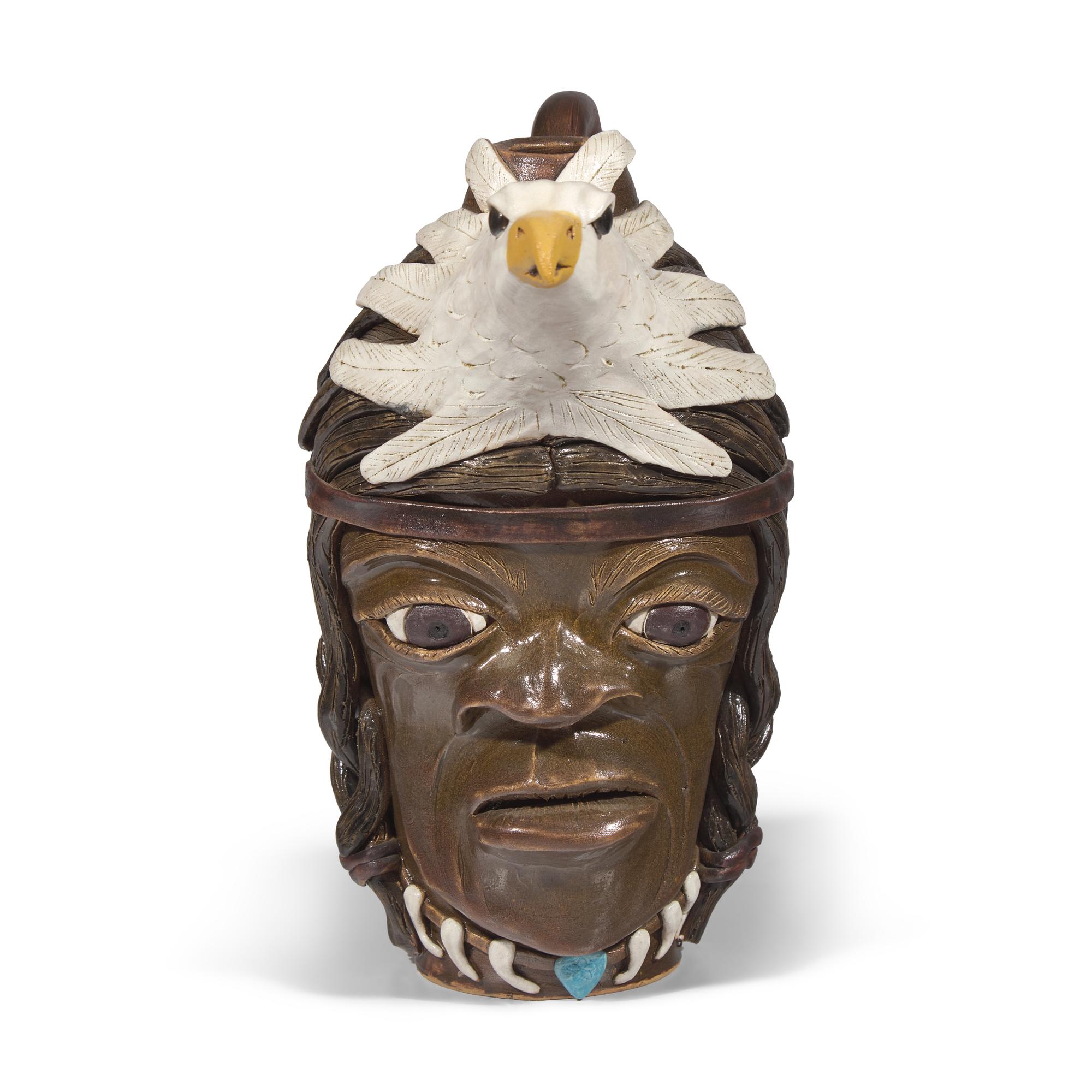 Lin Craven (1946-2011), A Glazed Earthenware Face Jug: Soar Like an Eagle
