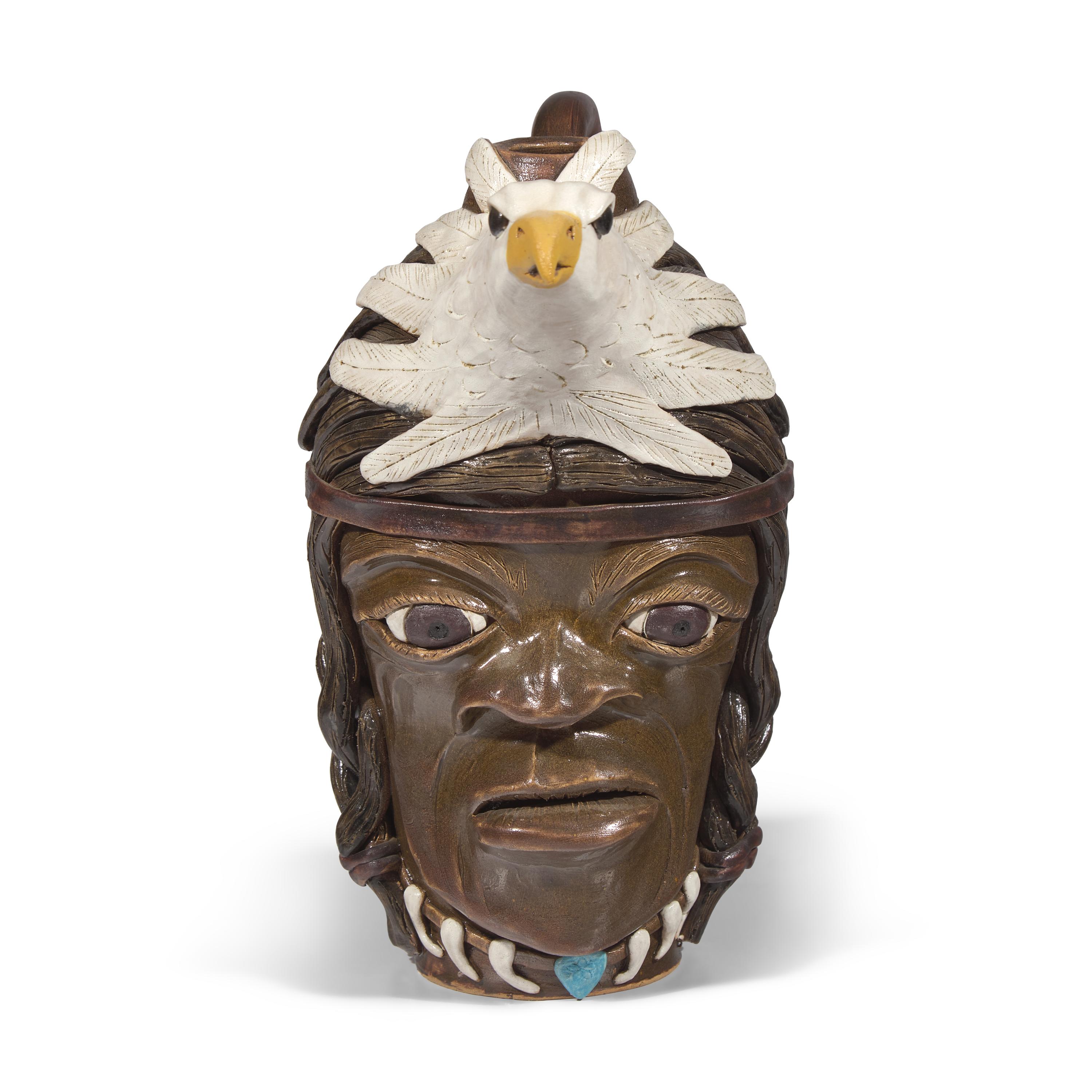 Lin Craven (1946-2011), A Glazed Earthenware Face Jug: Soar Like an Eagle