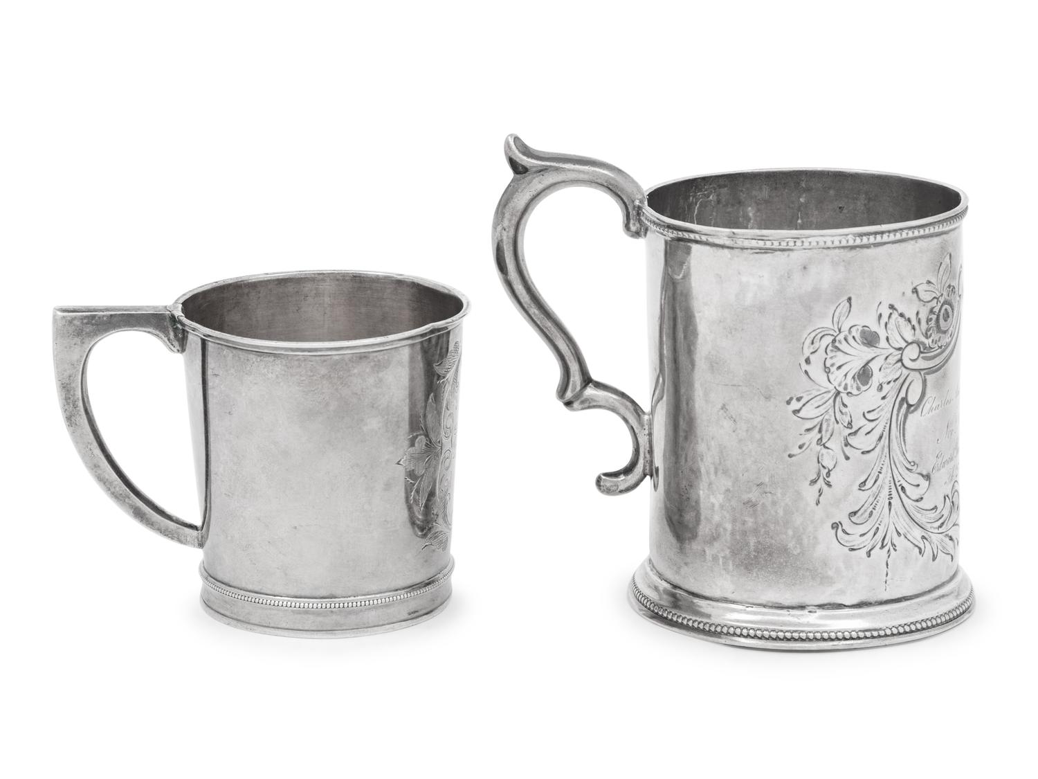 Two American Coin Silver Mugs