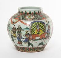 A Chinese Polychrome Glazed Jar Height 12 inches.