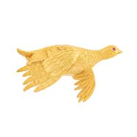 HERMÈS, YELLOW GOLD GROUSE BROOCH