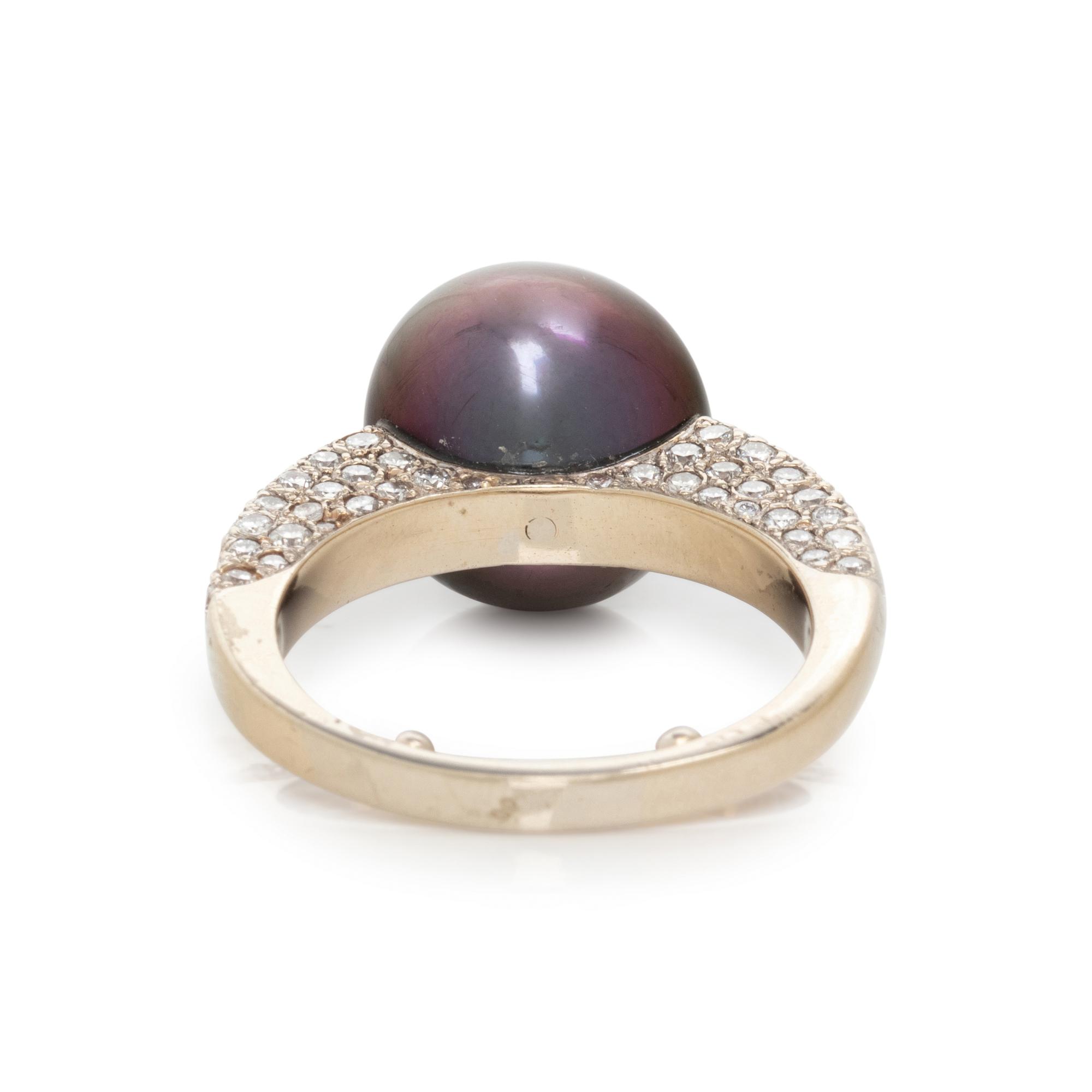 CULTURED TAHITIAN PEARL AND DIAMOND RING