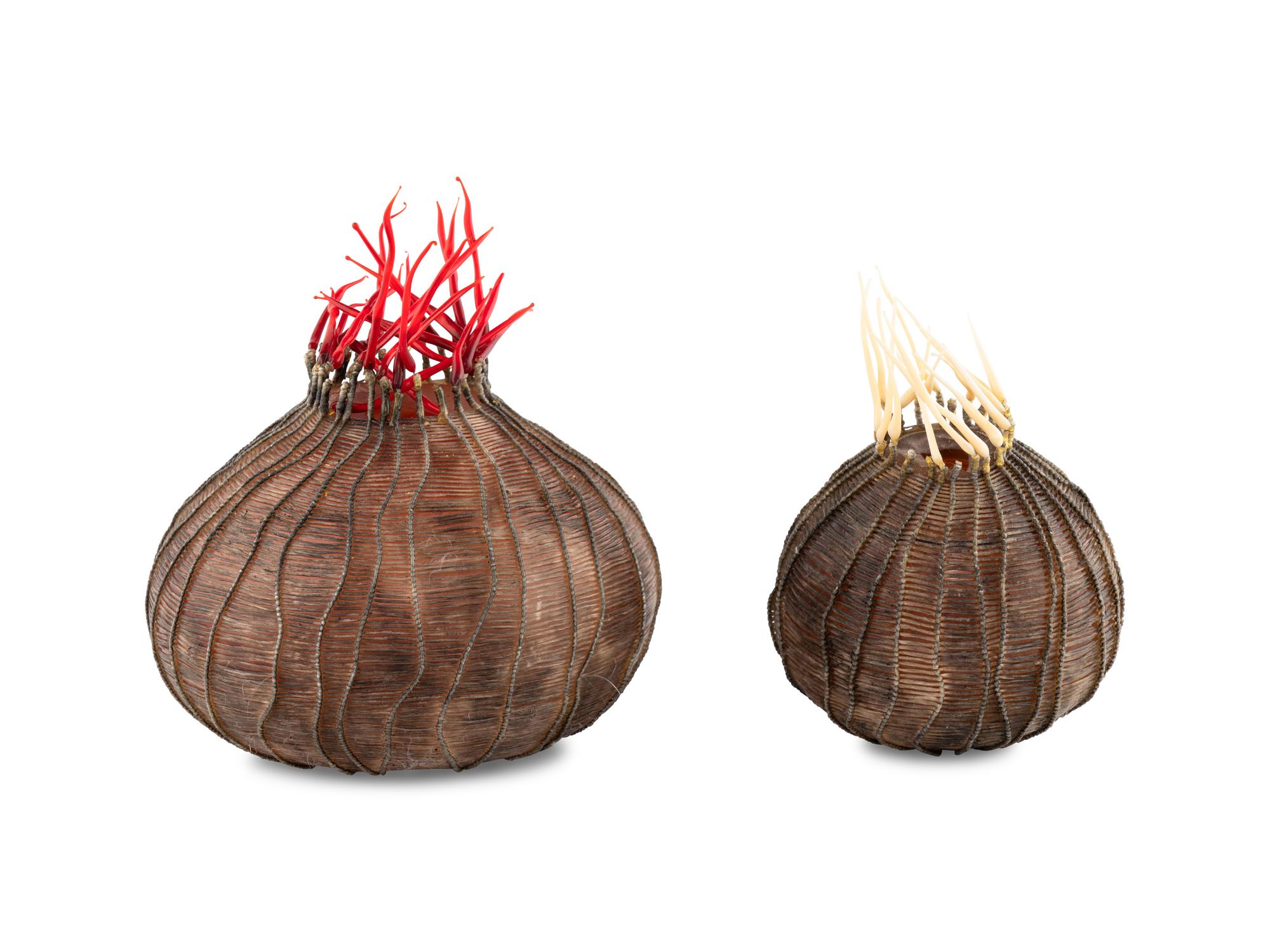 Two Onion Bloom Vessels, c. 2000
