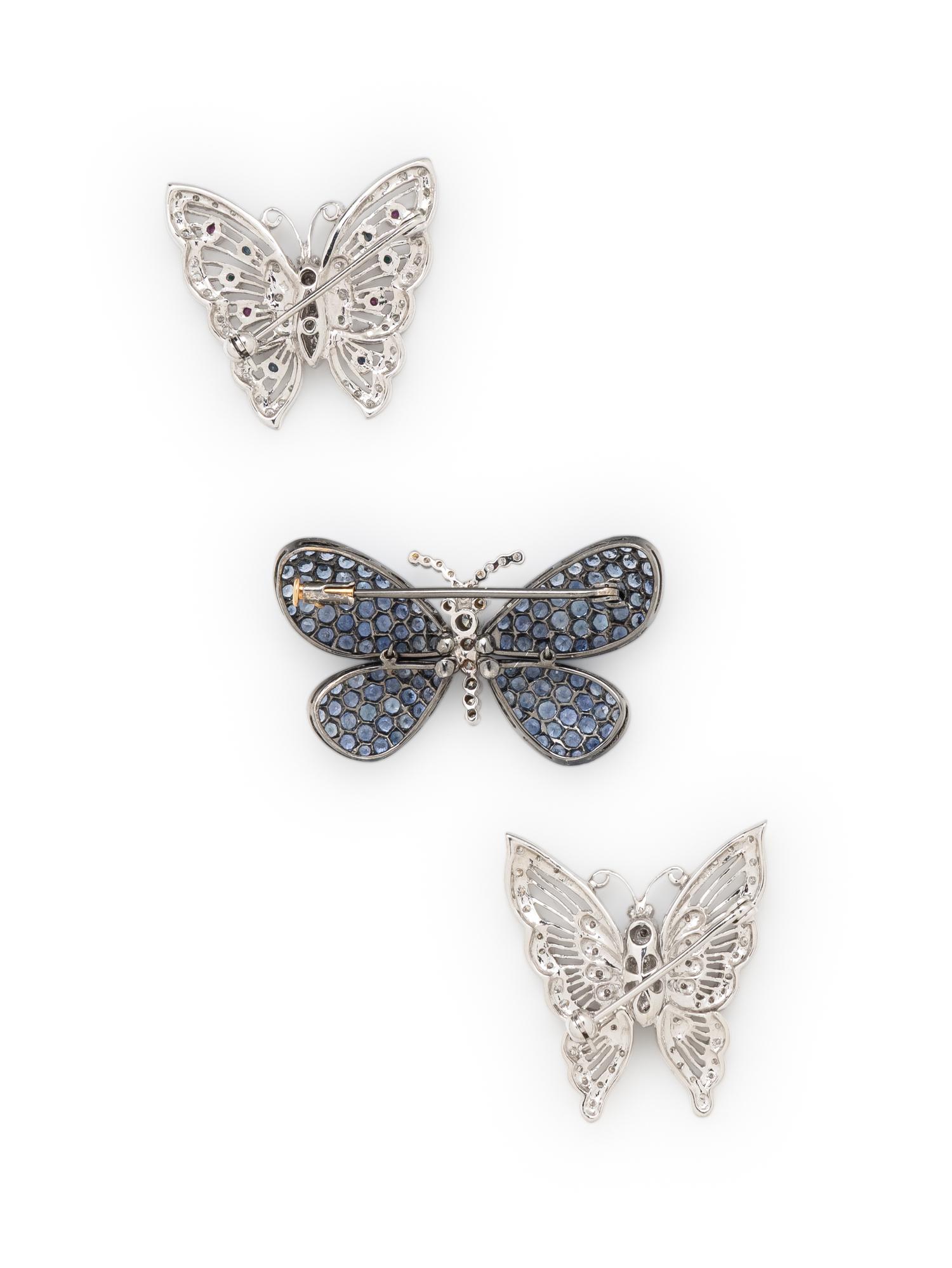 COLLECTION OF MULTIGEM BUTTERFLY PINS