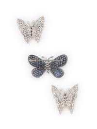 COLLECTION OF MULTIGEM BUTTERFLY PINS