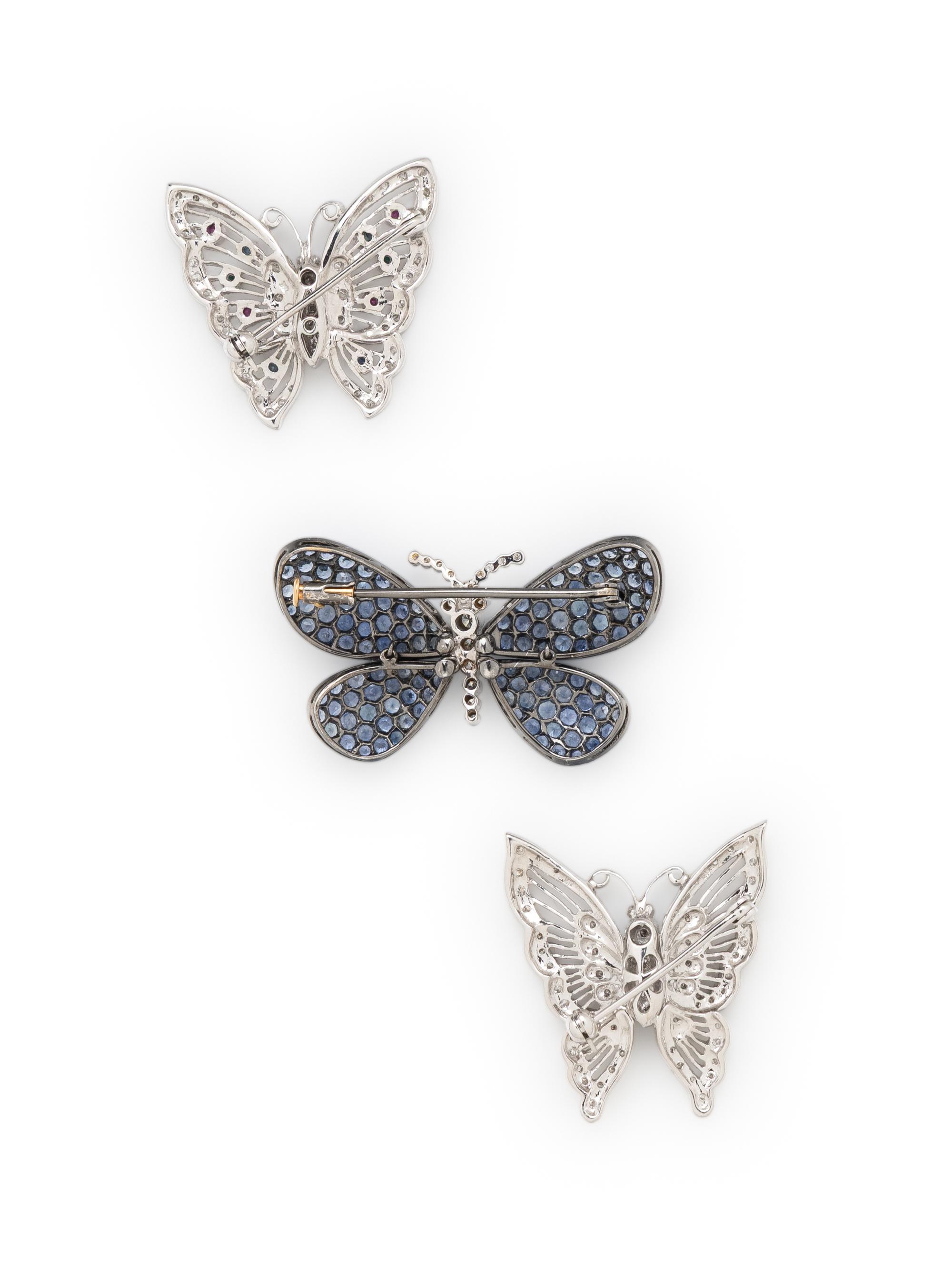 COLLECTION OF MULTIGEM BUTTERFLY PINS