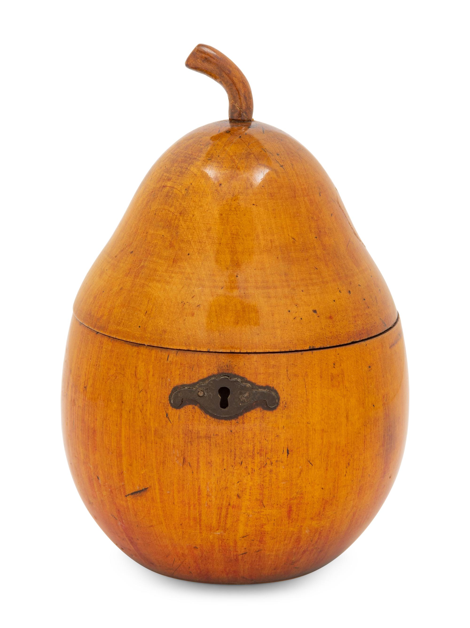 A George III Fruitwood Pear-Form Tea Caddy