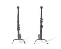 A Pair of Wrought Iron Andirons, Northern European, Probably 17th Century