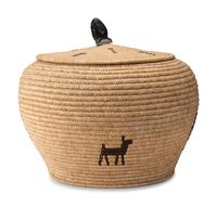 Large Lidded Storage Basket with Figures and Soapstone Finial