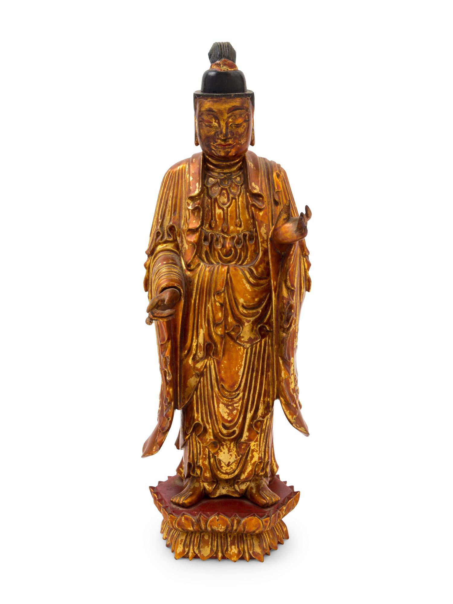 A Gilt Lacquered Wood Figure of Buddha