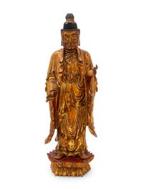 A Gilt Lacquered Wood Figure of Buddha