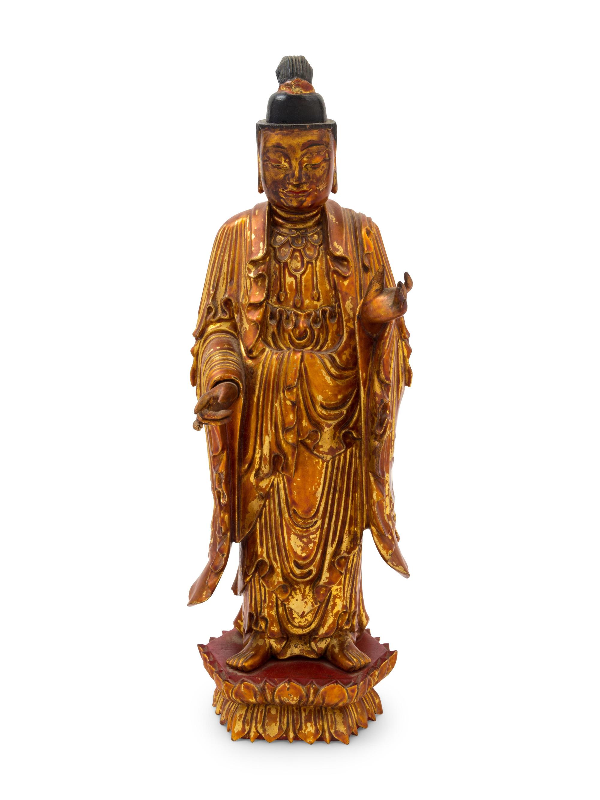 A Gilt Lacquered Wood Figure of Buddha