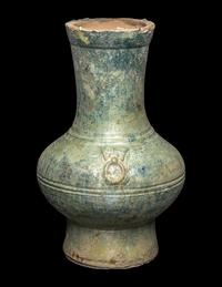 A Chinese Green Glazed Pottery Hu Vase