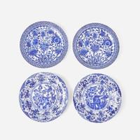 Four assorted Chinese export blue and white porcelain dishes 外銷瓷青花瓷盤一組四件 Kangxi period and later ? ?? ???