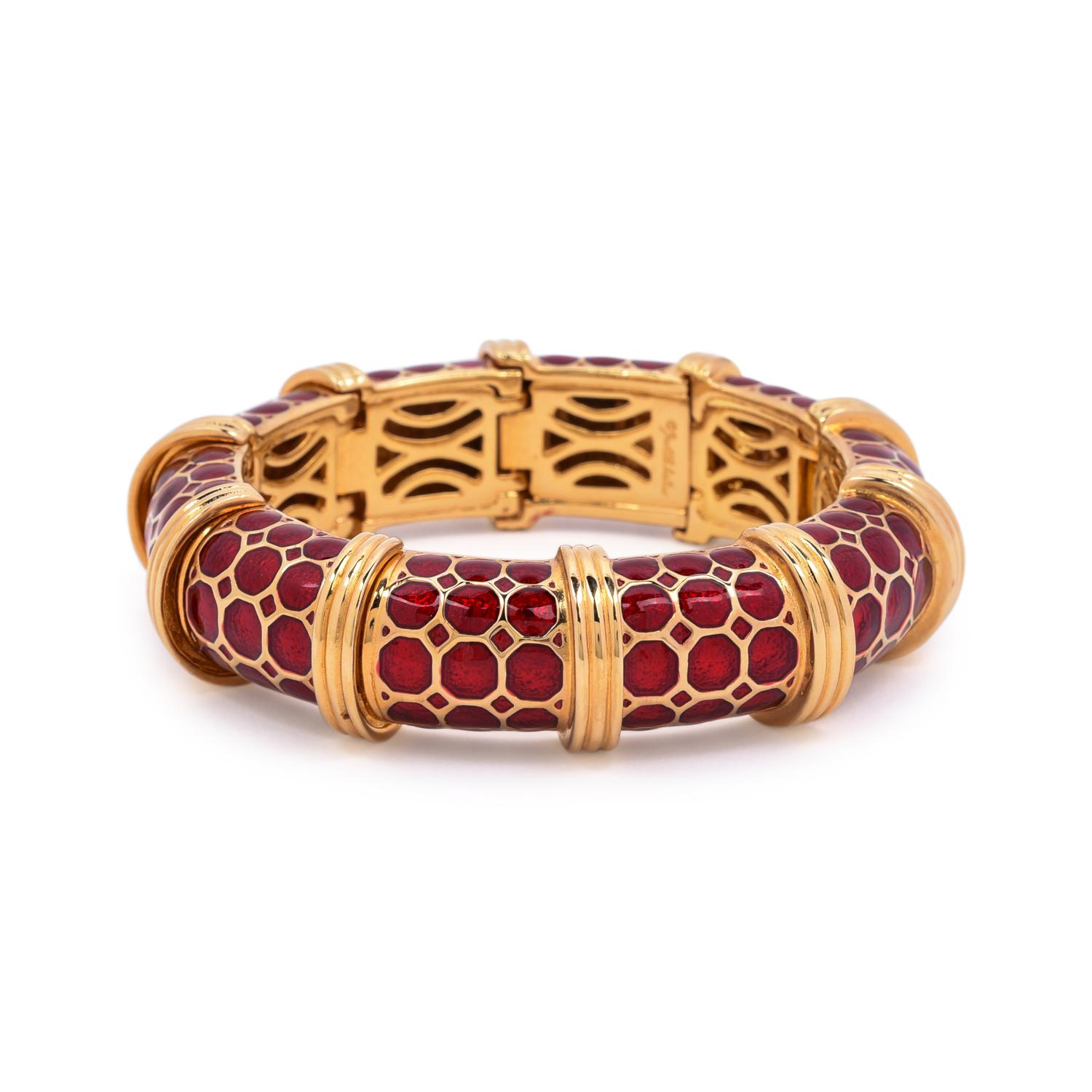 Judith Leiber Double Pleated Silk Bag and Enameled Bangle
