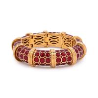 Judith Leiber Double Pleated Silk Bag and Enameled Bangle