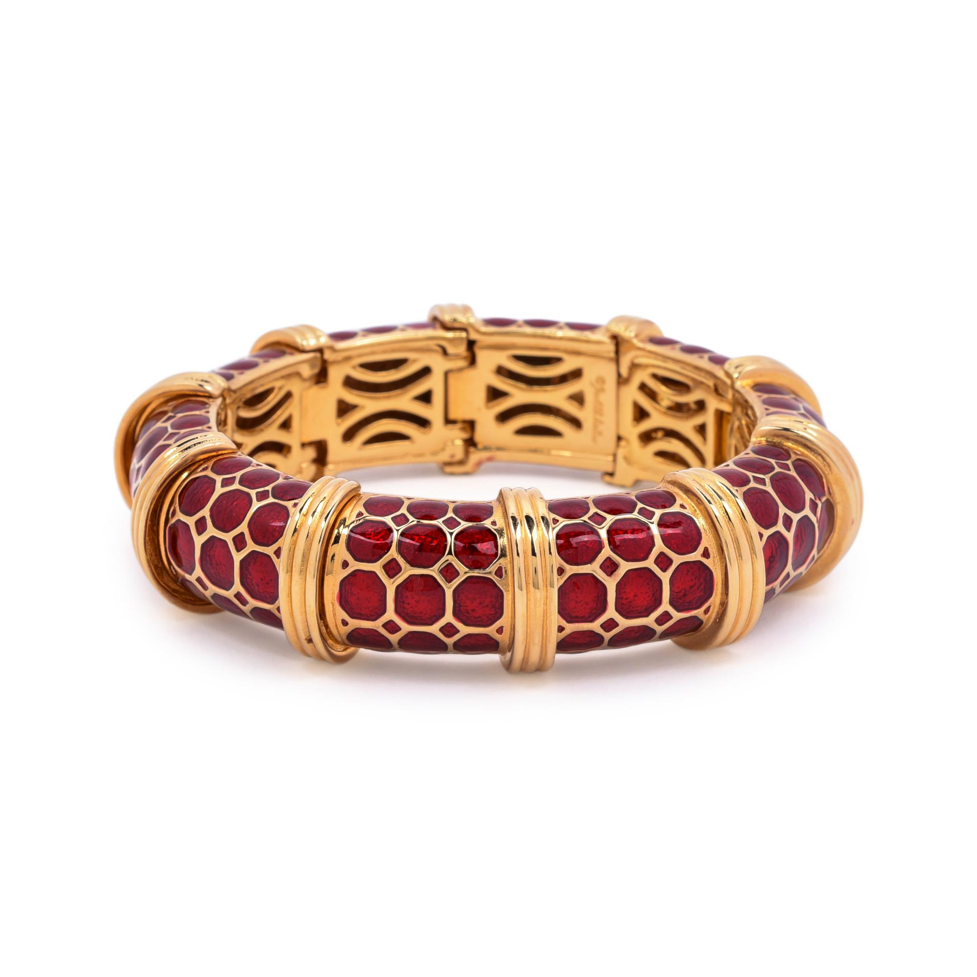 Judith Leiber Double Pleated Silk Bag and Enameled Bangle