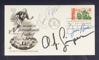 A Hall of Fame Running Backs Signed First Day Cover Display Featuring Walter Payton and Jim Brown (Beckett Authentication Services Letter),