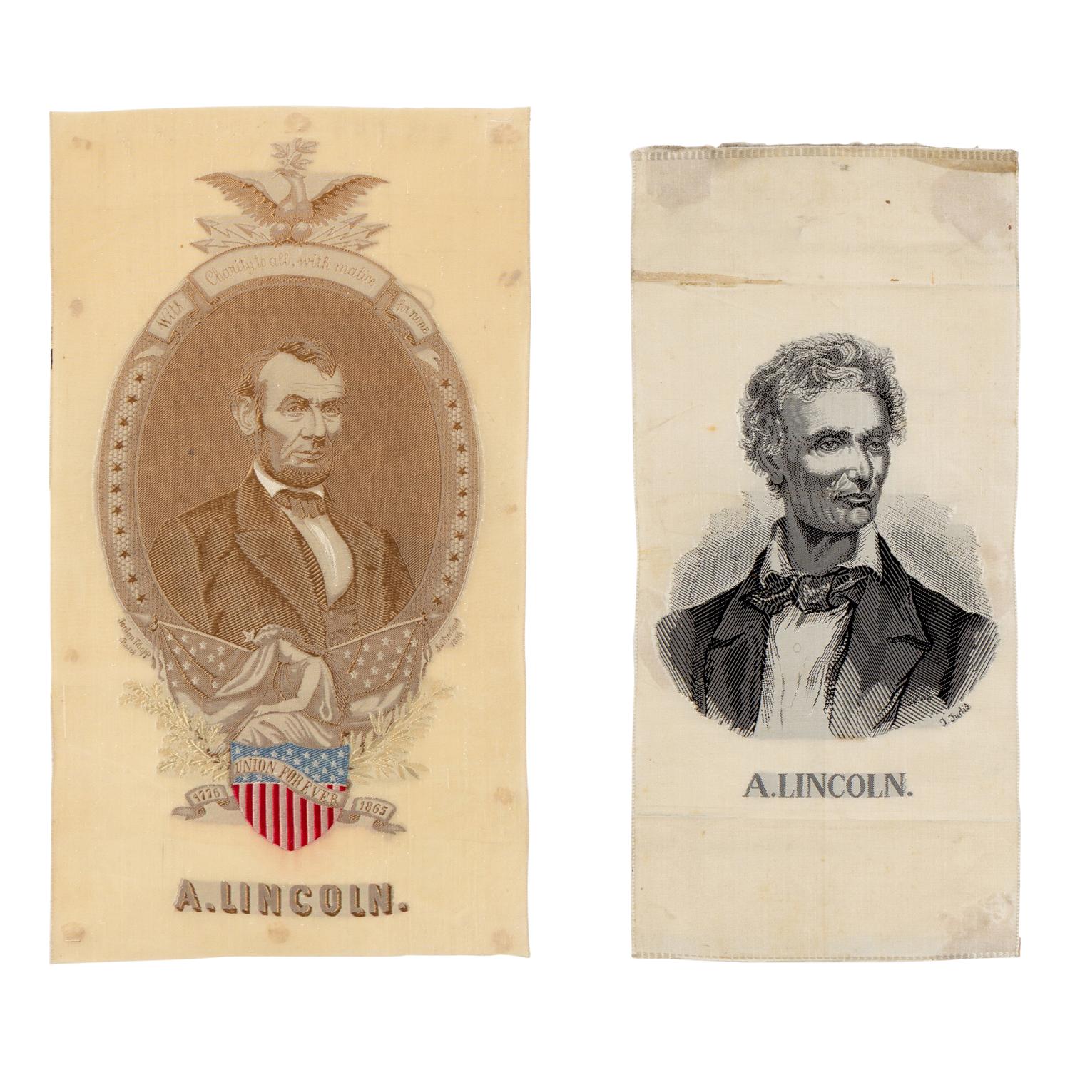 [LINCOLN, Abraham (1809-1865)]. A pair of Stevengraphs depicting Abraham Lincoln, comprising: