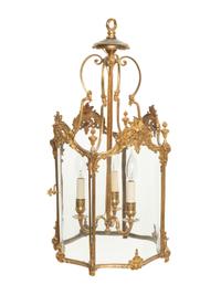 A Louis XVI Style Gilt Bronze Hall Lantern