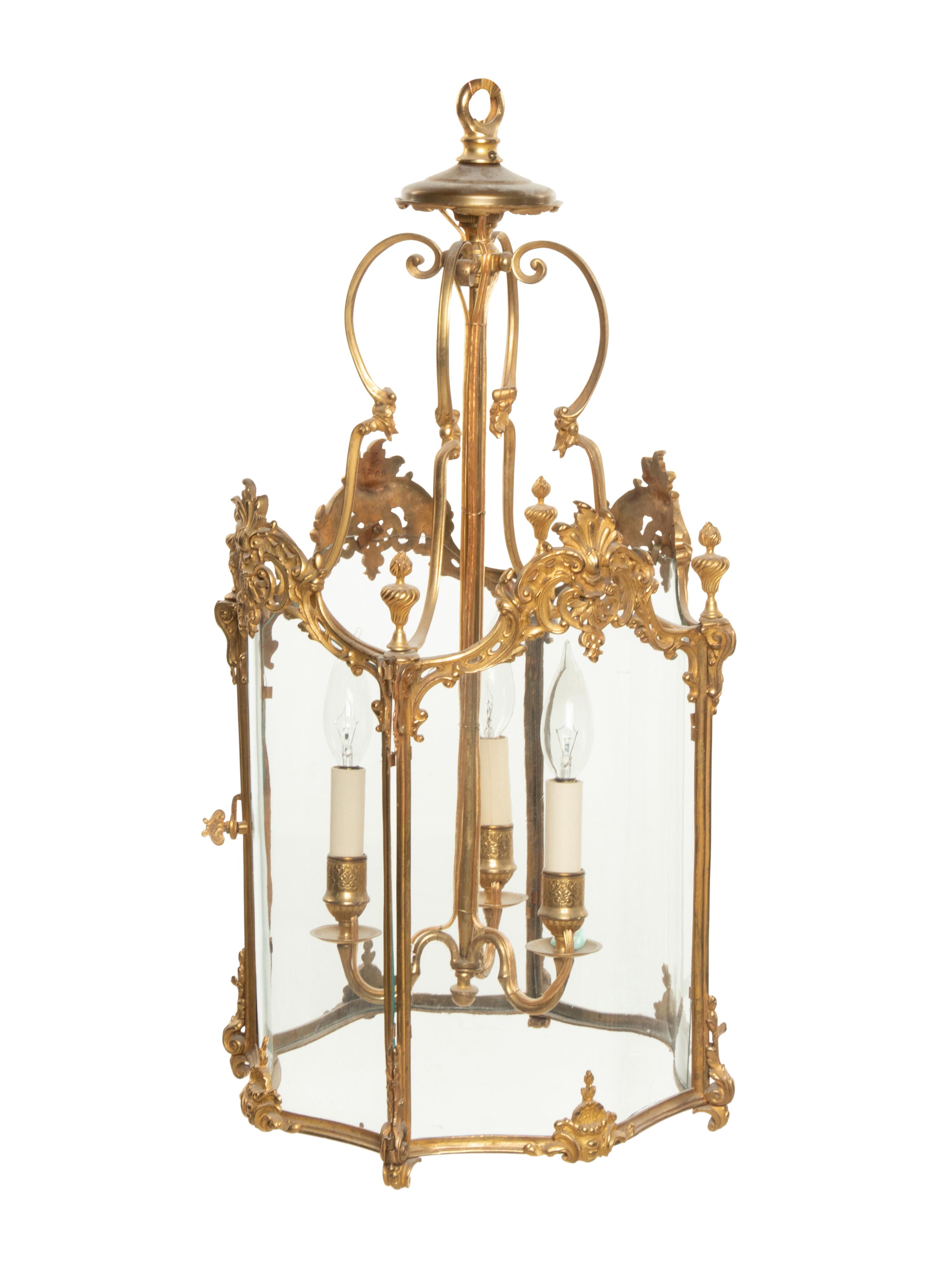 A Louis XVI Style Gilt Bronze Hall Lantern