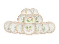 A Group of Twelve Royal Copenhagen Flora Danica Porcelain Dinner Plates