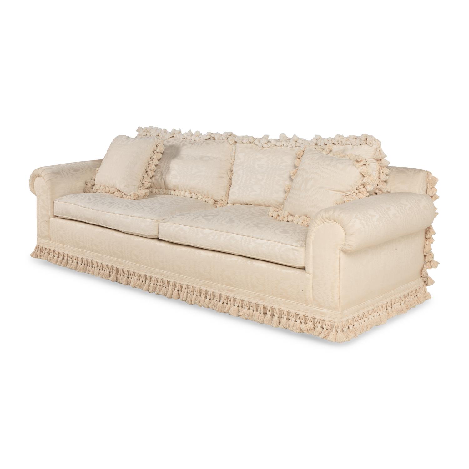 A Custom Silk Moiré Upholstered Sofa