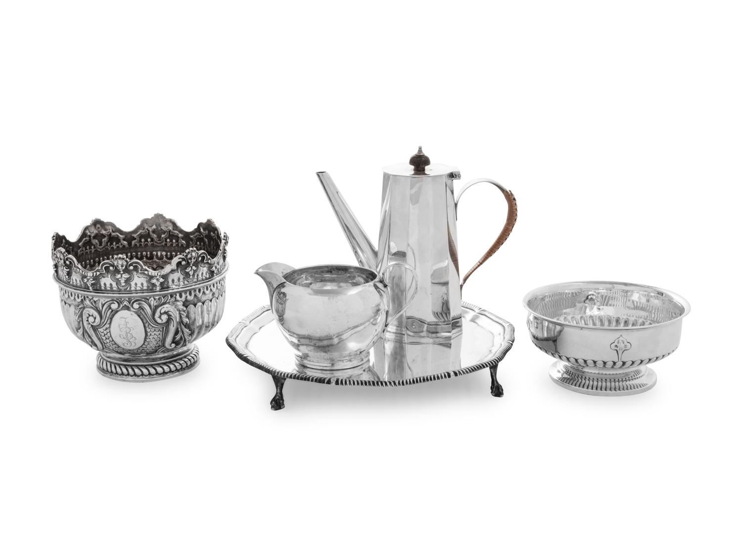 A Group of Five English Silver Table Articles