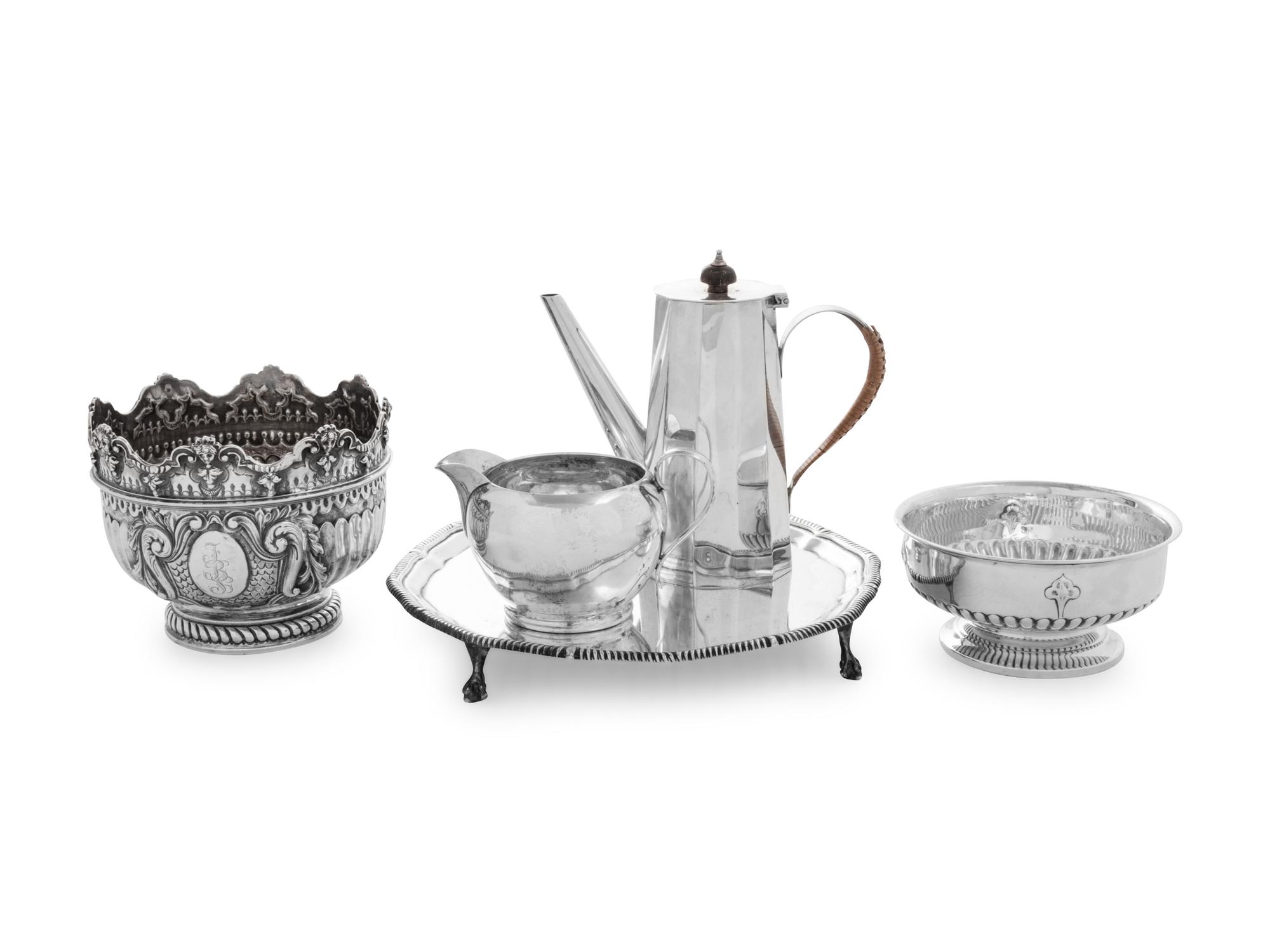 A Group of Five English Silver Table Articles