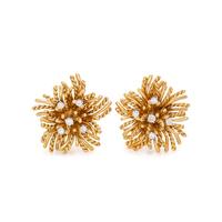 YELLOW GOLD AND DIAMOND EARCLIPS