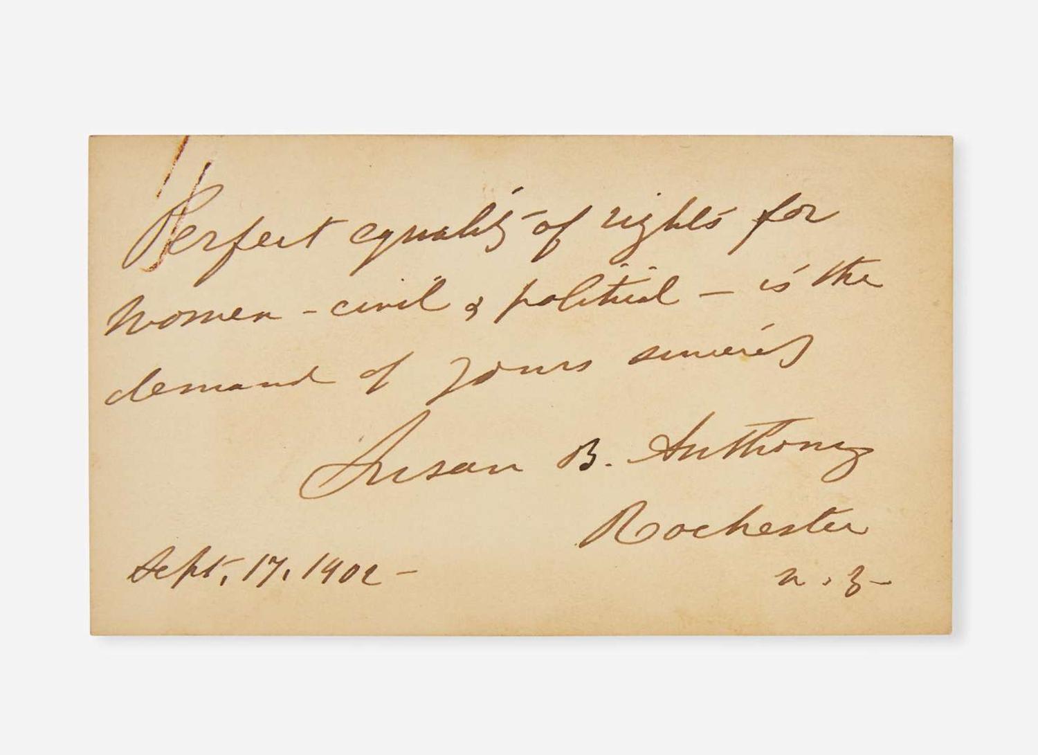 [Americana] Anthony, Susan B.: Autograph Quotation, signed
