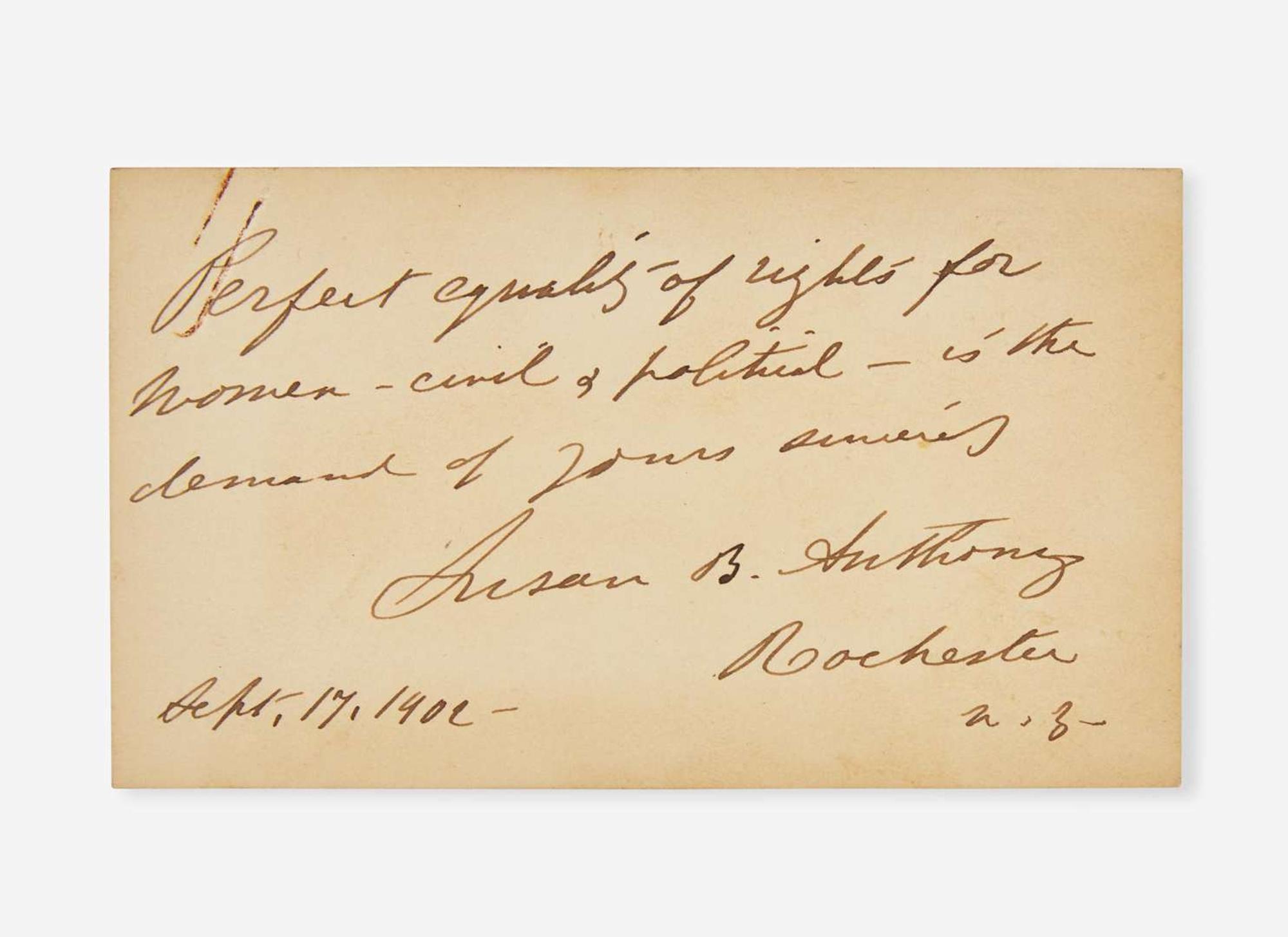 [Americana] Anthony, Susan B.: Autograph Quotation, signed