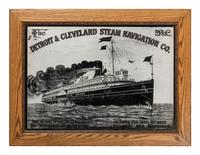 A Detroit & Cleveland Steam Navigation Co . Tin Lithograph Advertising Tray