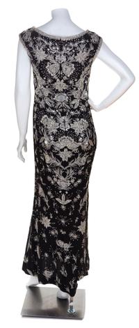 An Escada Black Silk Heavily Beaded and Embroidered Gown, Size 38.